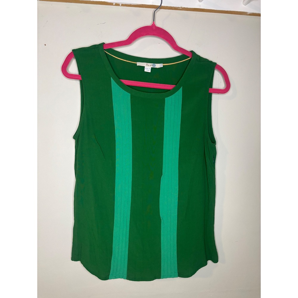 Boden Pleated Sleeveless Blouse Green Viscose Career Top Size 10